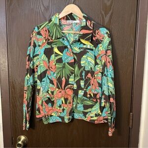 Vintage UNITS Women’s Tropical Floral Jacket - Snap Front - Large - Colorful